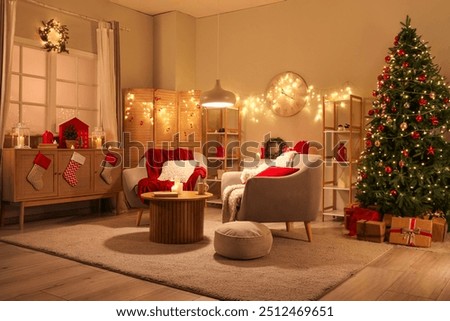 Similar – Image, Stock Photo Details of christmas decoration over a christmas tree