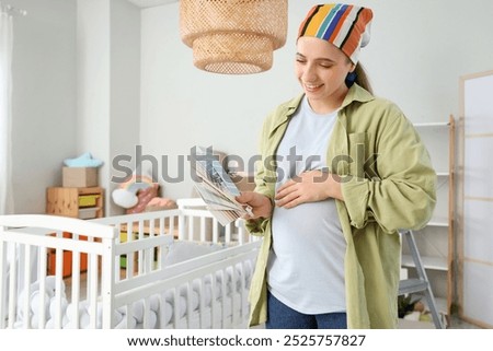 Similar – Image, Stock Photo young pregnant woman at home with her beagle dog