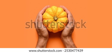 Similar – Image, Stock Photo Male hand holding squashed plastic bottle