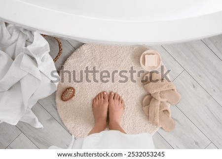 Similar – Image, Stock Photo Young woman in bathtub with balloons after party