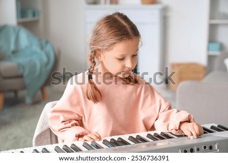 Similar – Image, Stock Photo Little girl playing in the fields