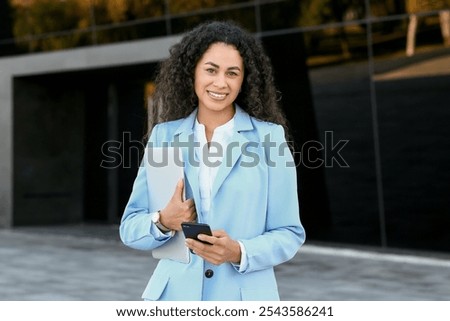 Similar – Image, Stock Photo Beautiful young african woman with shopping bags on city street mall. Copy space, Christmas new year shopping presents concept, new clothes shopping day. Modern styling and young woman concepts