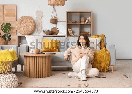 Similar – Image, Stock Photo Young woman resting near rusty car