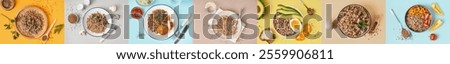 Image, Stock Photo Preparation of tasty buckwheat balls on kitchen table with ingredients. Healthy home cooking and eating concept