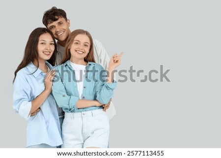 Similar – Image, Stock Photo lgbt concept: two light blue bamboo toothbrushes in a jar with space for your text