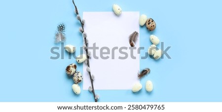 Similar – Foto Bild Ostereier und Weidenzweige auf einem Tisch aus poliertem braunem Onyxstein.