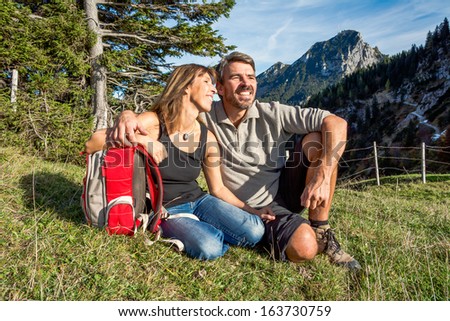 Couple having a rest in the mountains
