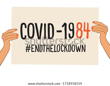 Protest poster illustration against covid 19 quarantine. End the lockdown during corona virus pandemic. Re-open America.