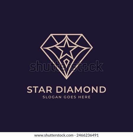 Star Diamond Jewelry logo design with minimalist stylish line art concept. Vector logo illustration.