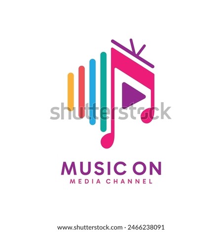 Colorful music video media channel logo design illustration.