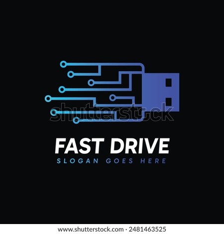 Usb Fast Drive logo design. Tech symbol icon logo vector illustration.