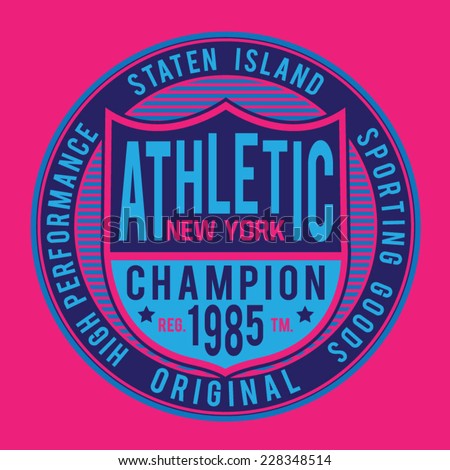 Sport athletic college typography, t-shirt graphics, vector