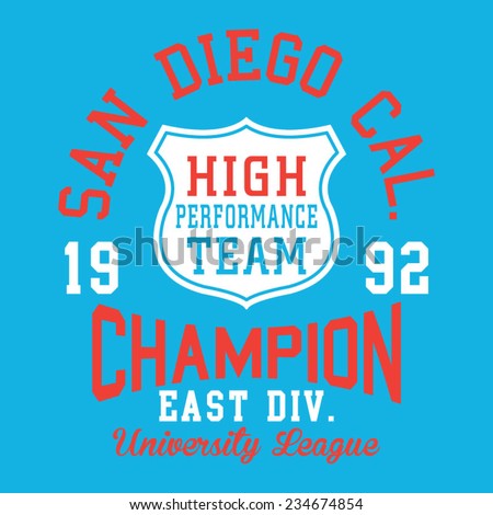 Sport San Diego typography, t-shirt graphics, vectors