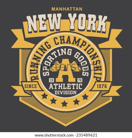 New York running typography, t-shirt graphics, vectors