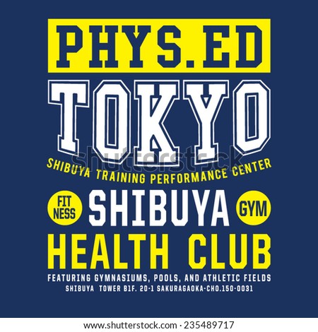 Sport fitness Tokyo typography, t-shirt graphics, vectors