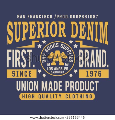 Denim San Francisco typography, t-shirt graphics, vectors 