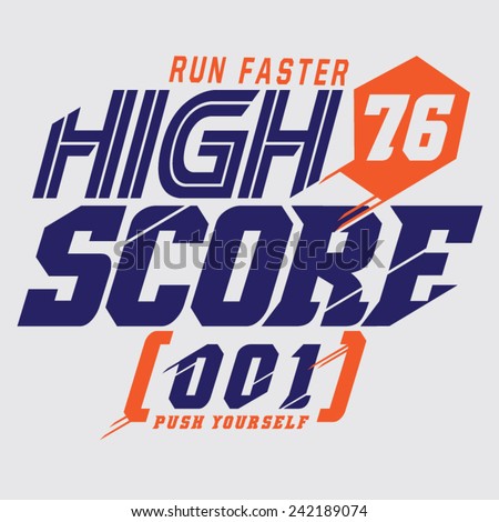 Sport running typography, t-shirt graphics, vectors