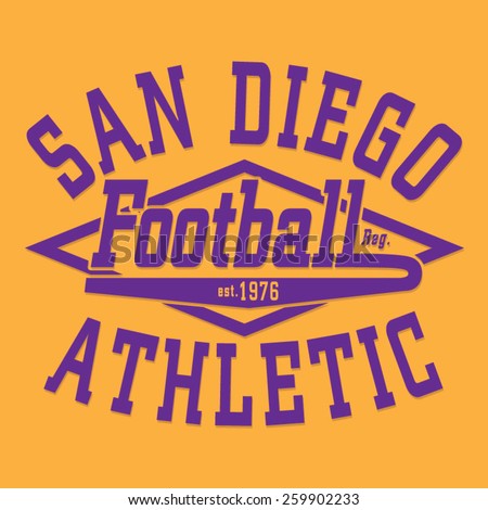 Football athletic sport typography, t-shirt graphics, vectors