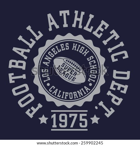 Athletic football typography, t-shirt graphics, vectors