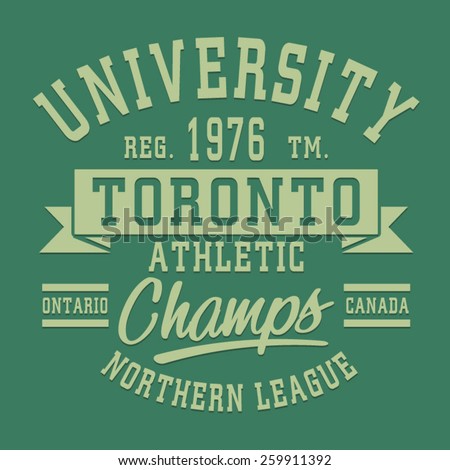 Athletic sport Toronto typography, t-shirt graphics, vectors 