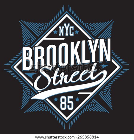 Brooklyn street typography, t-shirt graphics, vectors, sport