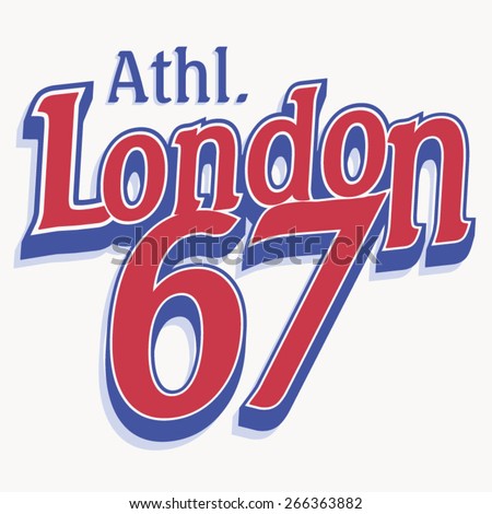 Athletic London typography, t-shirt graphics, vectors