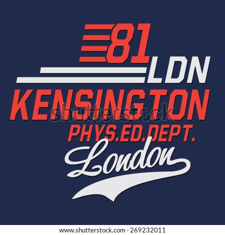 Athletic sport London typography, t-shirt graphics, vectors