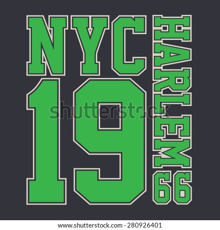 NYC Harlem typography, t-shirt graphics, vectors, sport 