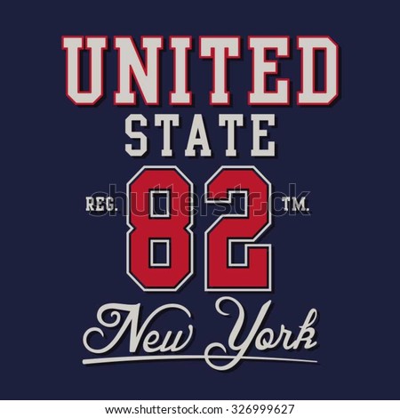 Athletic sport America typography, t-shirt graphics, vectors