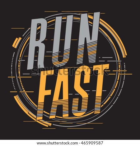 Athletic sport running typography, t-shirt graphics, vectors