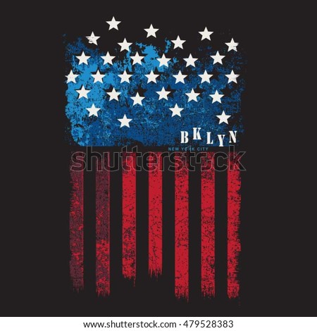 New York flag america typography, t-shirt graphics, vectors