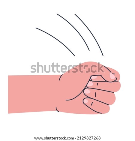 Fist strike. The movement of the hand clenched into a fist. Flat vector illustration. Eps10 Сток-фото © 