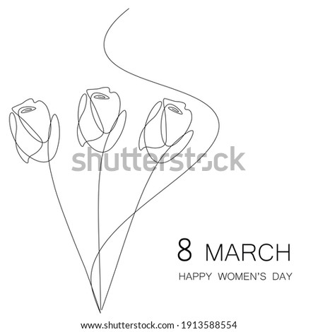 Womens day card with flowers reses vector illustration