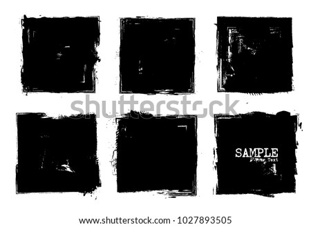 Grunge style set of square shapes . Vector .