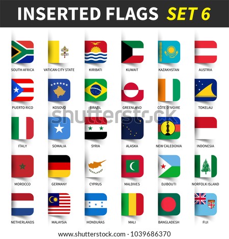 All flags of the world set 6 . Inserted and floating sticky note design . ( 6/8 )