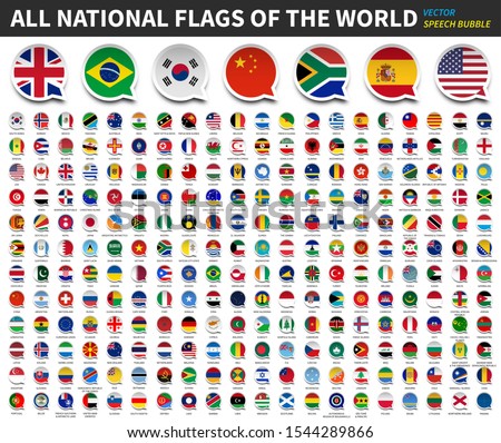 All national flags of the world . Speech bubble flag design . White isolated background . Element vector .