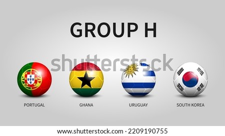 Qatar soccer cup tournament 2022 . Group H stages . Football with country flag pattern . Vector . Stock fotó © 