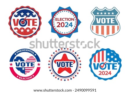 United States of america presidential election vote 2024 badges set . Vector .