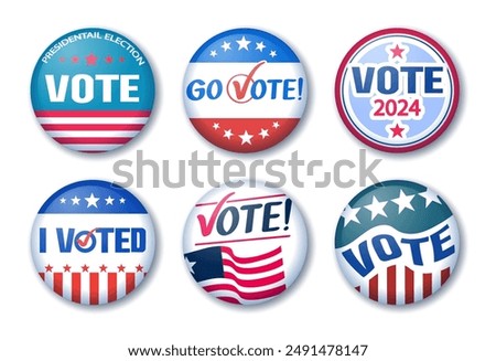 United States of america presidential election vote 2024 badges set . Vector .