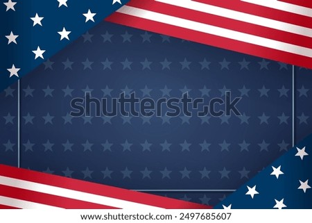 Background with american flag pattern on border . Vector .