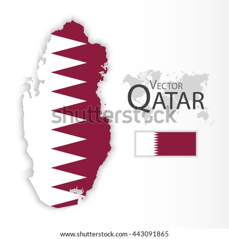 State of Qatar ( flag and map ) ( transportation and tourism concept )