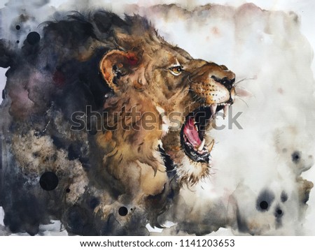 Watercolour painting of lion
