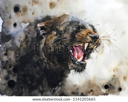 Watercolour painting of panther
