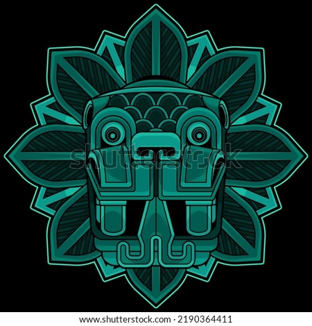 quetzalcoatl head mexican god, vector EPS 10