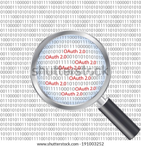Illustration of the OAuth 2.0 heartbleed bug under a magnifier