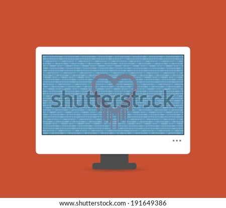 Illustration of the heartbleed bug on the computer screen