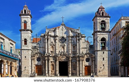 Panorama of Havana Cathedral Square, no People