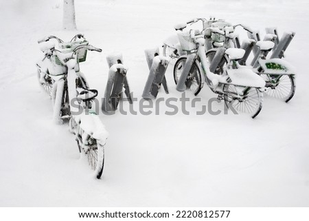 Image, Stock Photo Bicycle stand in winter