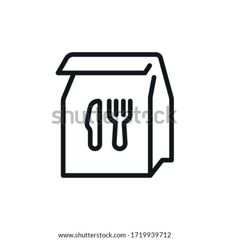 Food delivery paper bag outline icon, linear sign for fast food - vector
