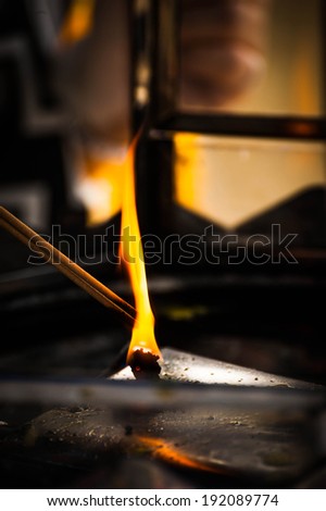 Fire on joss stick